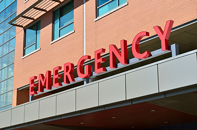 Decorative image - hospital Emergency Room sign in red letters